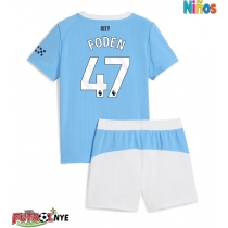 Camiseta Manchester City Phil Foden #47 Primera Equipación para niños 2025-26 manga corta (+ pantalones cortos)